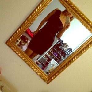 One shoulder dark blue drees