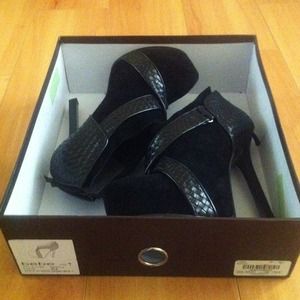 Black suede BEBE booties New