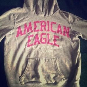Grey and pink American eagle hoodie