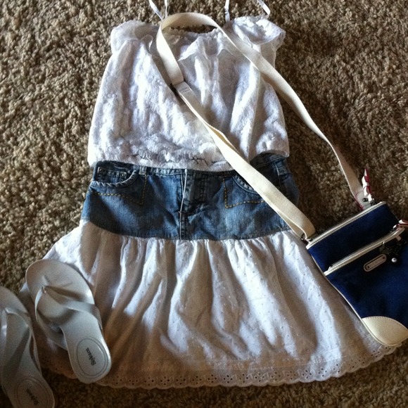 Cute Girls Denim and Lace Skirt