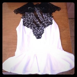 White lace peplum top