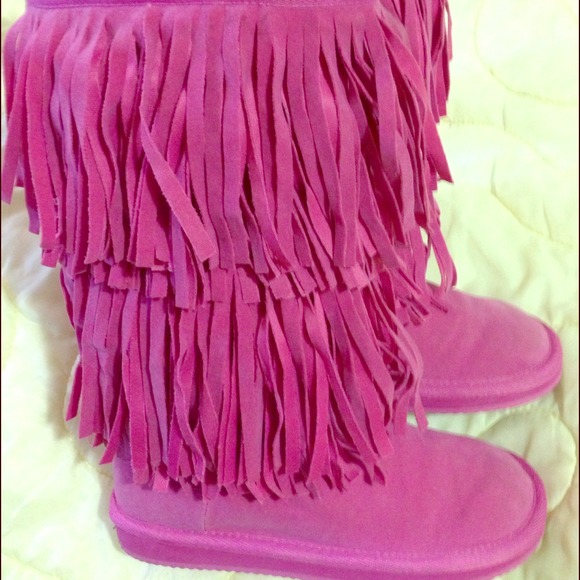 Juicy Couture Hot Pink Fringe Boots