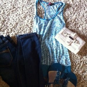 Forever 21 Blue Zebra Print Tank Top