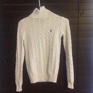 White POLO cable knit sweater