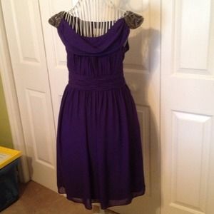 Purple chiffon beaded shoulder dress
