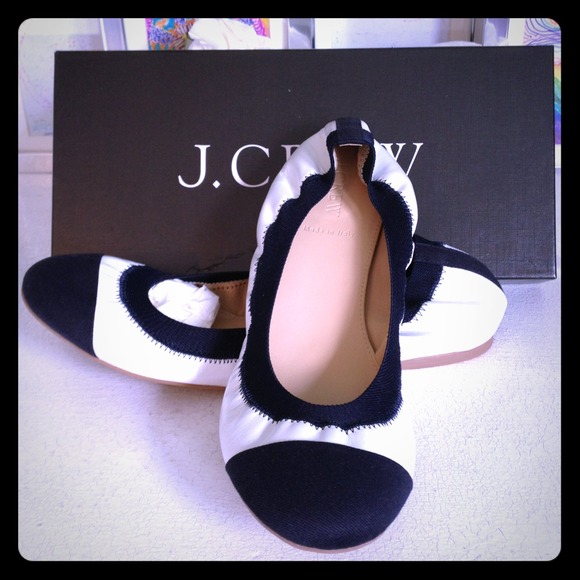 ****SOLD*****! JCrew adorable blue + white flats!