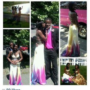 Colorful prom dress ,Cut out sides with open back