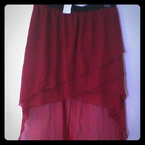 🚫SOLD🚫 High Waisted Double Ruffle Hi Low Skirt - Picture 1 of 2
