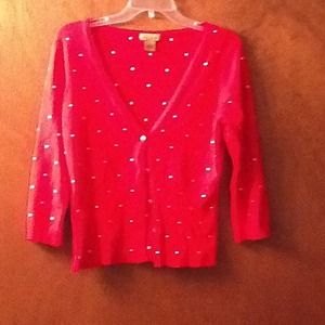 TRADED Red with white polka dot cardigan cover up
