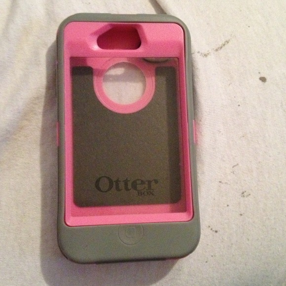 Pink and grey otter box iPhone 4S