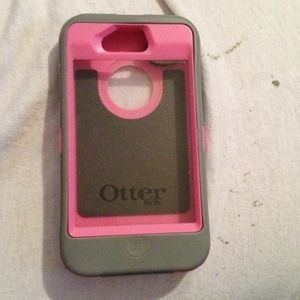 Pink and grey otter box iPhone 4S