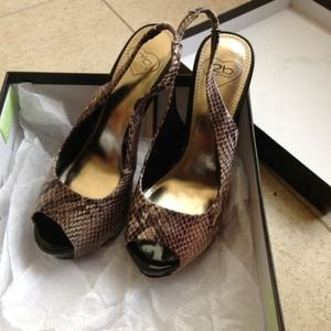 Bebe snakeskin sling backs size 6