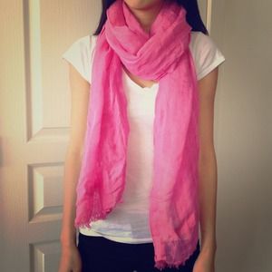 J.Crew Hot Pink Linen Scarf