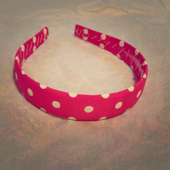 Hot pink polka dot headband