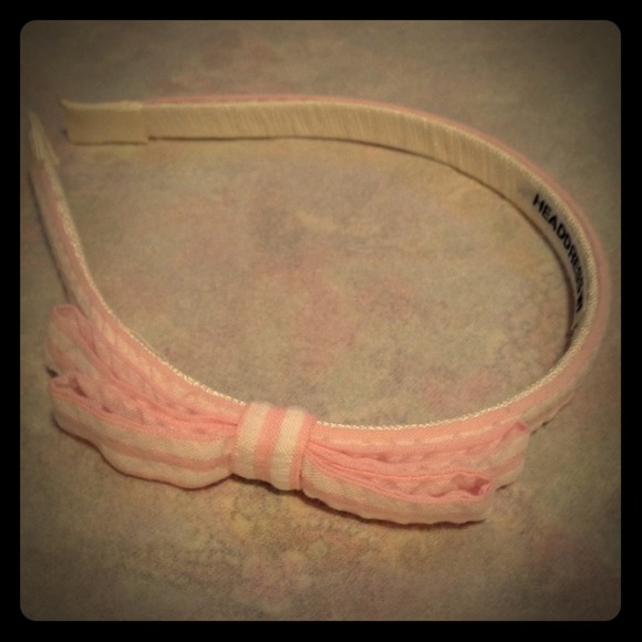 Seer sucker pink and white headband