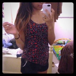purple and red leopard print tank top