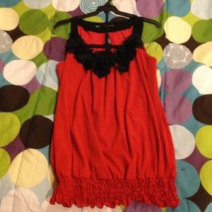 Medium coral & black dress tank