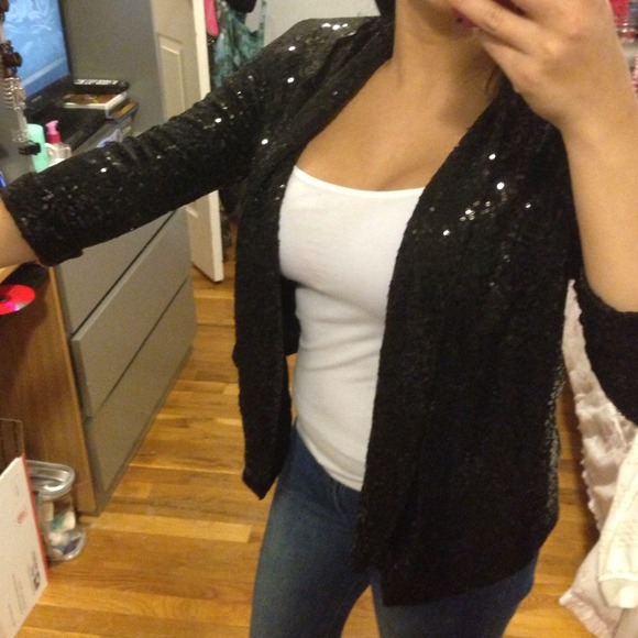Sequin 3/4 sleeve blazer