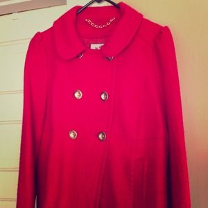 CUTE Juicy Couture Red Peacoat with gold, Large
