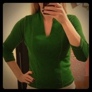 Green V-neck top