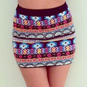 SALE  Ethnic Floral Mini Skirt Small