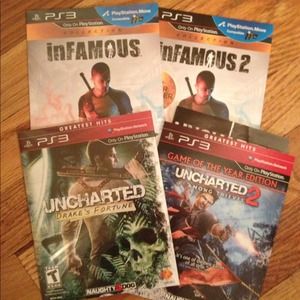 Reserved⛔Infamous 1, 2 Uncharted 1, 2 Bundle PS3