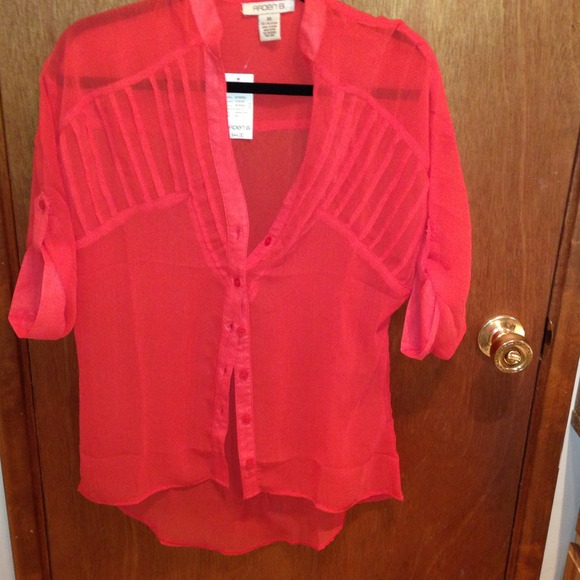 Arden B bright orange shirt