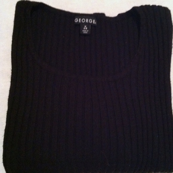 George 3/4-Length Sleeve Black Knit Sweater Medium