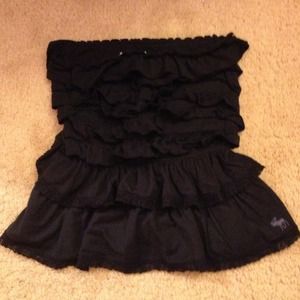 Navy Abercrombie ruffled tube top