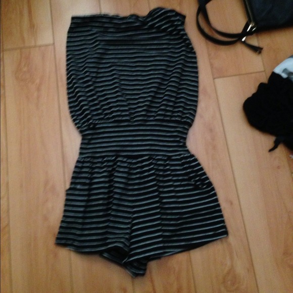 Black and White Strapless Romper.