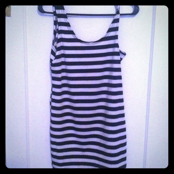 Allegra K black and white striped mini dress