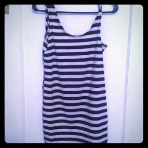 Allegra K black and white striped mini dress