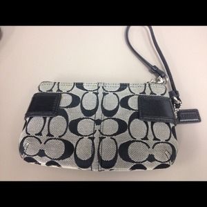 Black and white Coach clutch