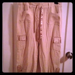 Tan cargo cropped pants
