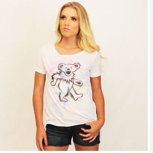 Women's fringed back tee- tie-dye Grateful dead