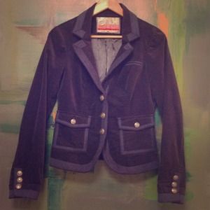 cropped navy velvet free people blazer