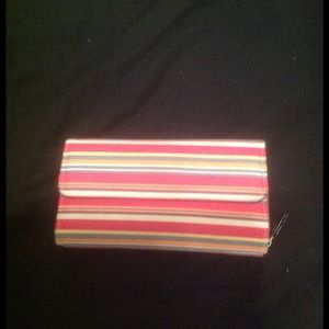 Hot pink striped wallet