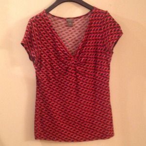 Modern Print plunge neck top