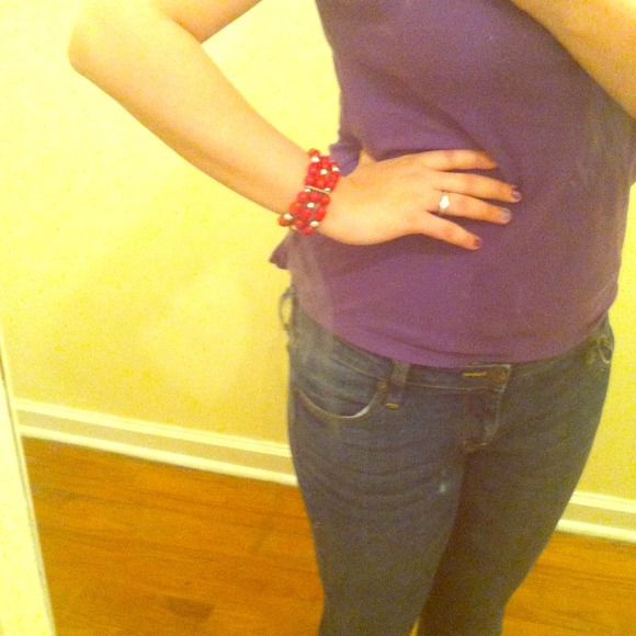 Red and silver beaded bracelet