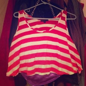 Red and white striped crop top