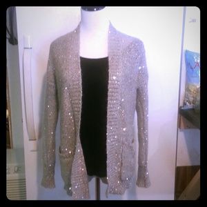Express gray long sparkle cardigan size S