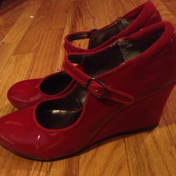Red Mary Jane Wedges