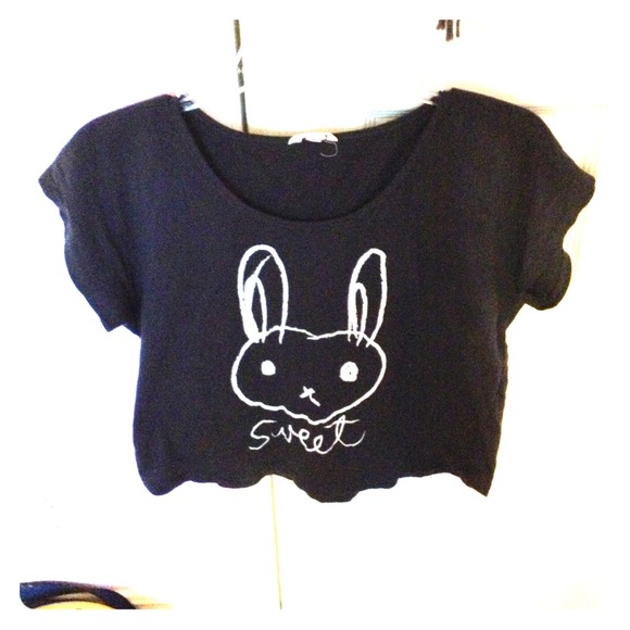 Charcoal Gray Bunny Crop Top