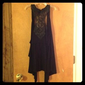 Black floral vest