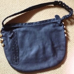 Carlos falchi black leather hobo