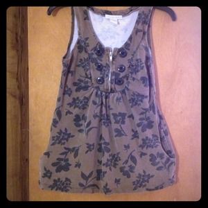 Brown tunic with navy blue floral design