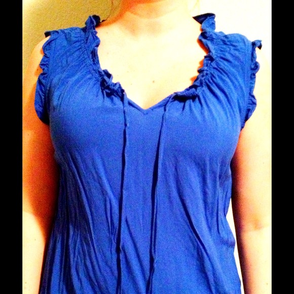 Blue ruffle tank