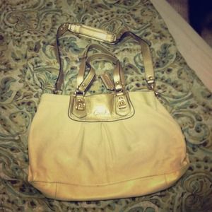 Coach cream and gold leather handbag