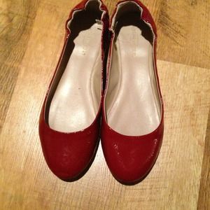 Red leather-like ballet flats