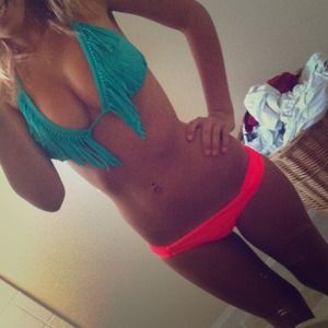 Blue fringe bikini top